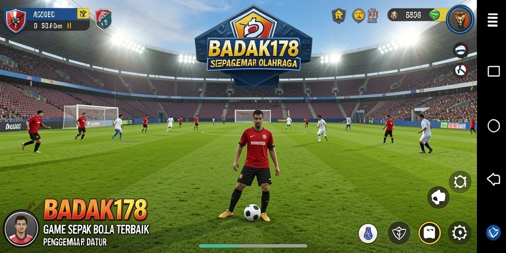 Tampilan gameplay BADAK178 yang mendebarkan dengan aksi sepak bola.