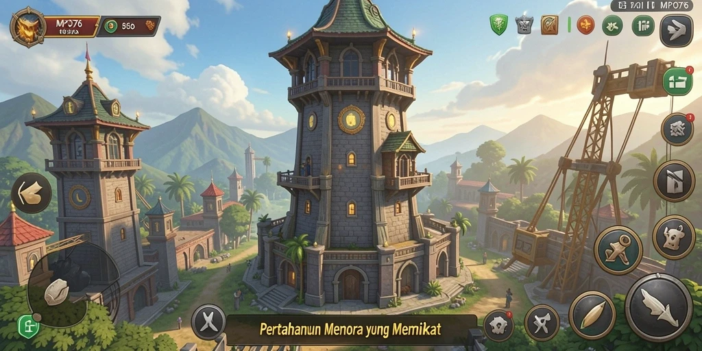Tampilan gameplay Tower Defense yang mendebarkan dan mengasyikkan.