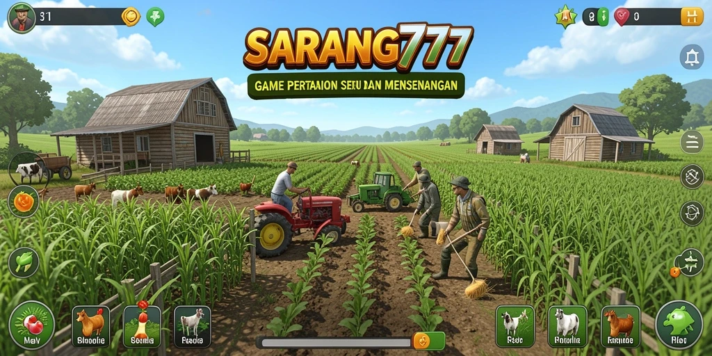 Screenshot gameplay SARANG777 yang menampilkan aktivitas pertanian yang seru.